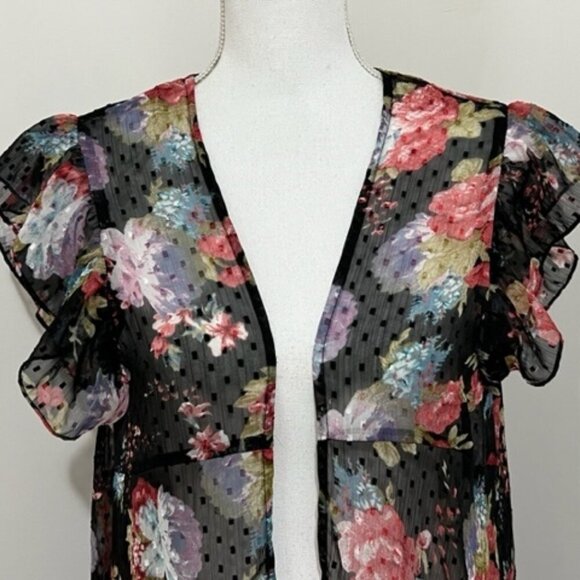 Betsey Johnson Sheer Floral Duster Fairy Whimsigoth Festival Women's Size OSFM - Picture 2 of 6